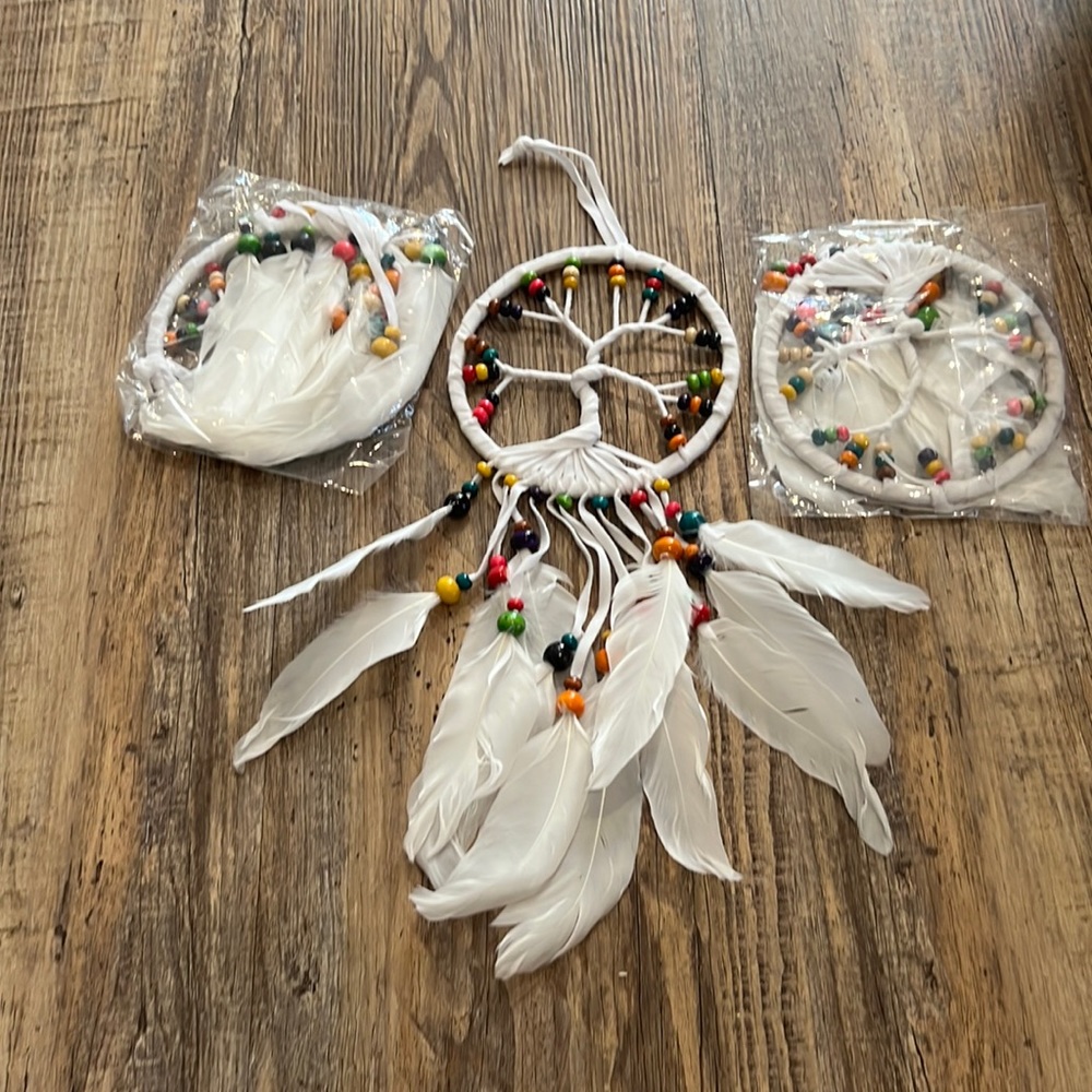 White beaded dream catchers